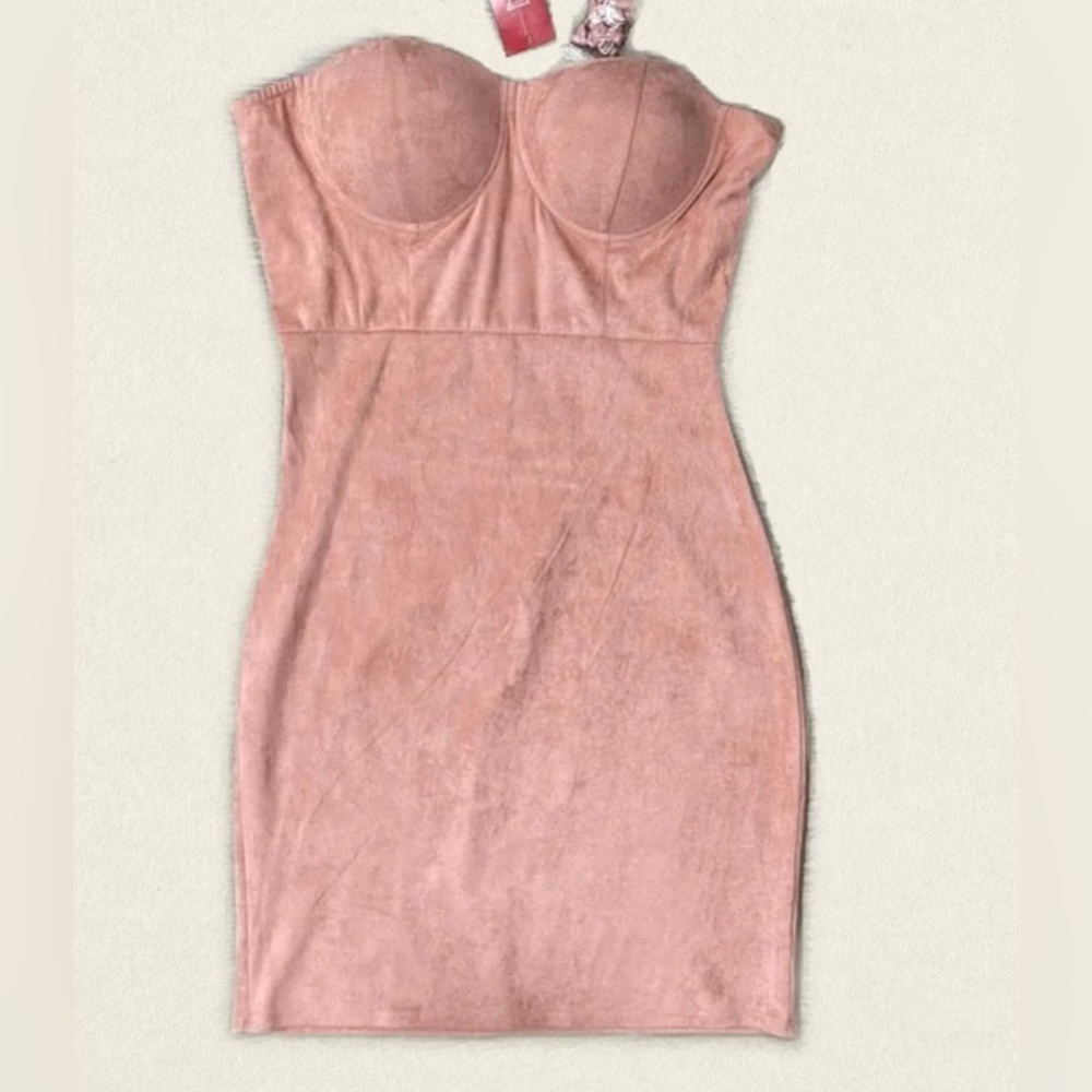 Guess Faux Suede Pink Mini Dress